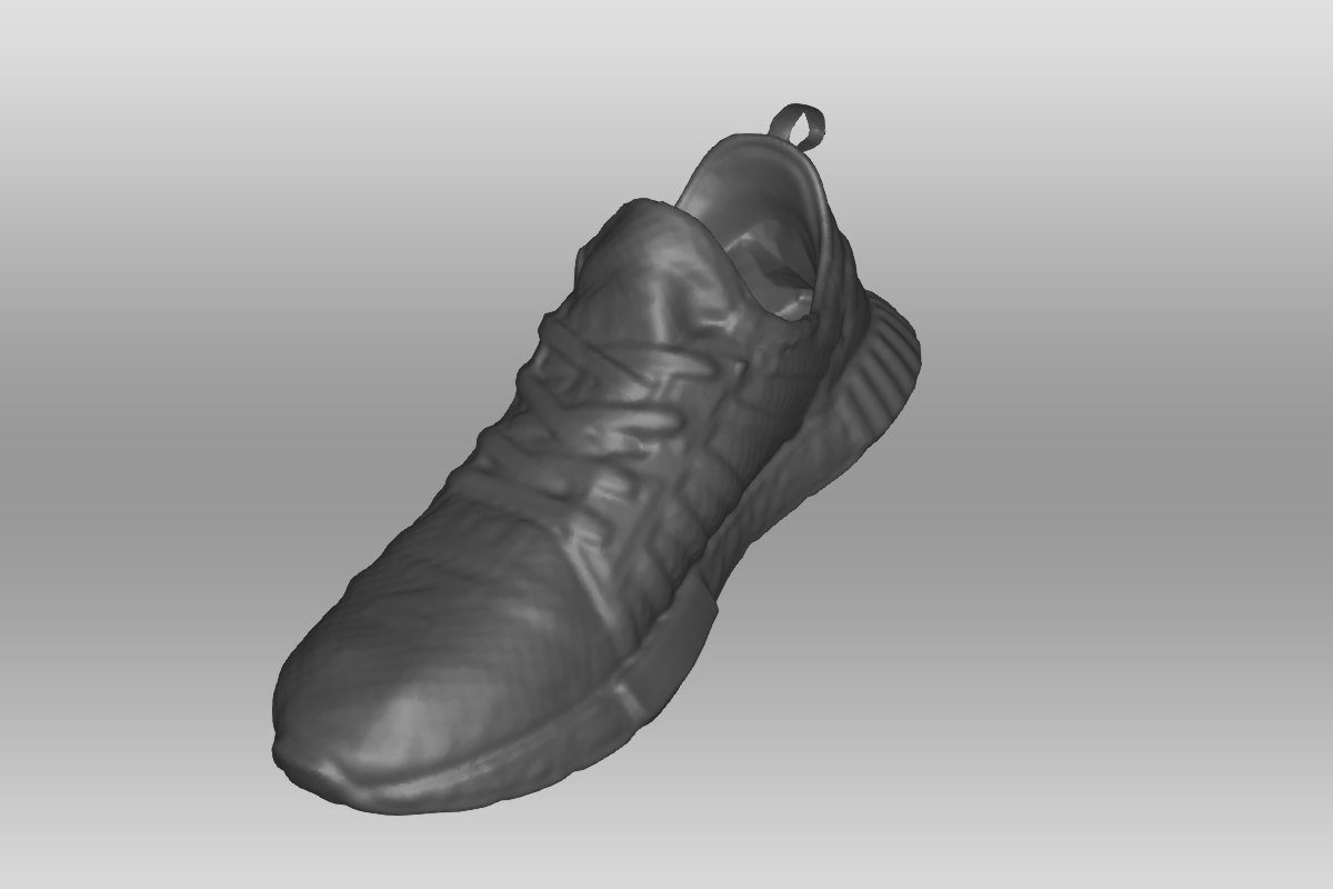 screenshot van het 3D model van een sportschoen waar de kleur niet aan toegevoegd is.